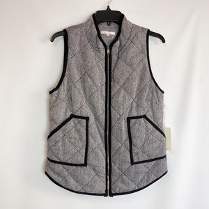 41 hawthorn herringbone contrast trim vest black/white size S